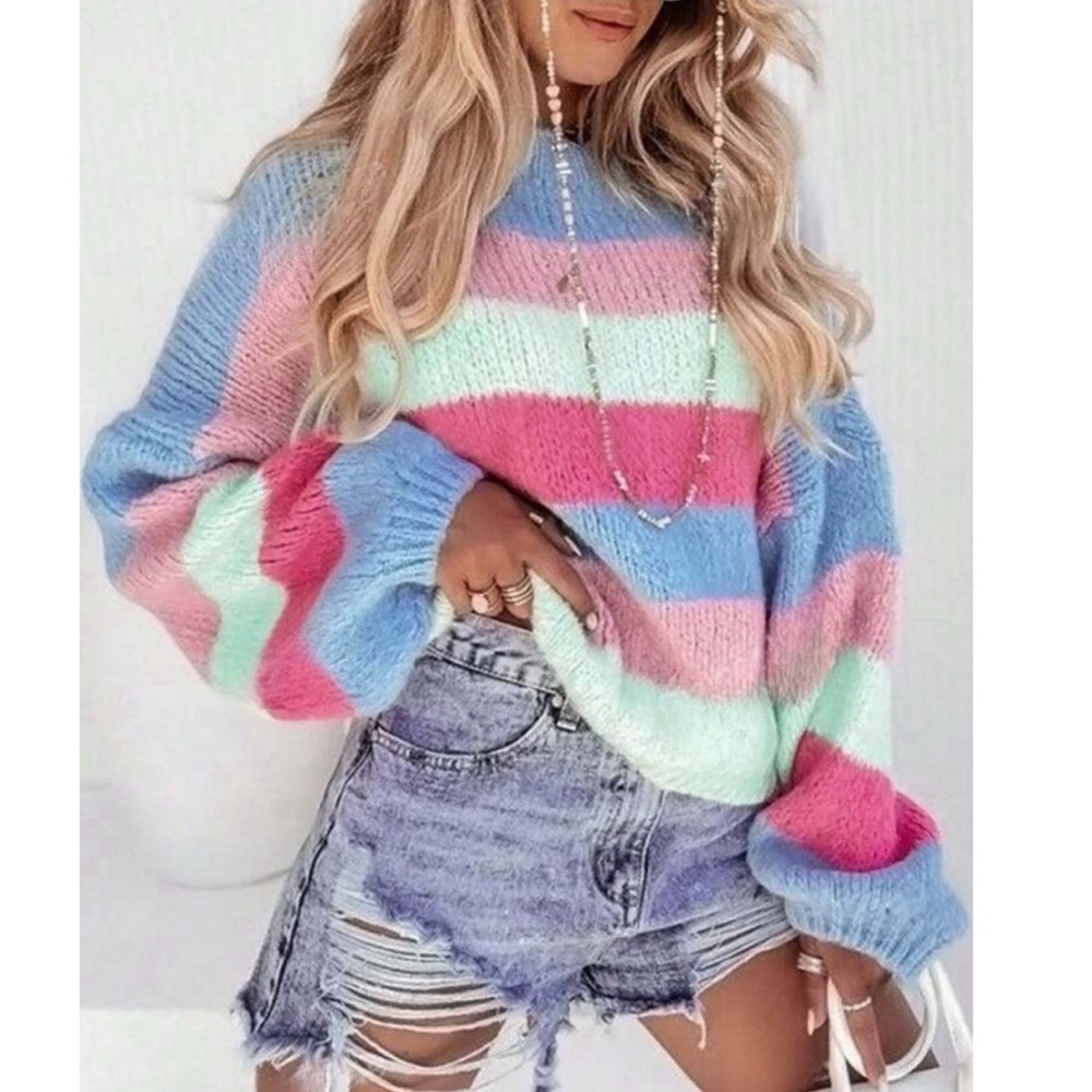 Colorblock Crew Neck Knitted Sweater